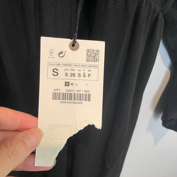 Zara NWT Black Long Sleeve Midi Dress - size Small - Picture 3 of 7